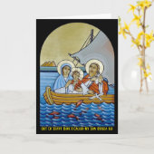 Verticale Religieuze Kaart met verlichte halo's (Gele Bloem)