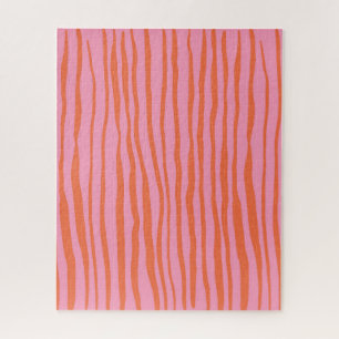 Verticale retrogolvende lijnen - pastel oranje en legpuzzel