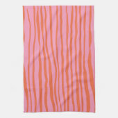 Verticale retrogolvende lijnen - pastel oranje en  theedoek (Verticaal)