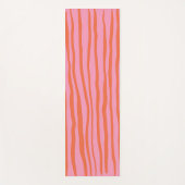 Verticale retrogolvende lijnen - pastel oranje en  yogamat (Voorkant)