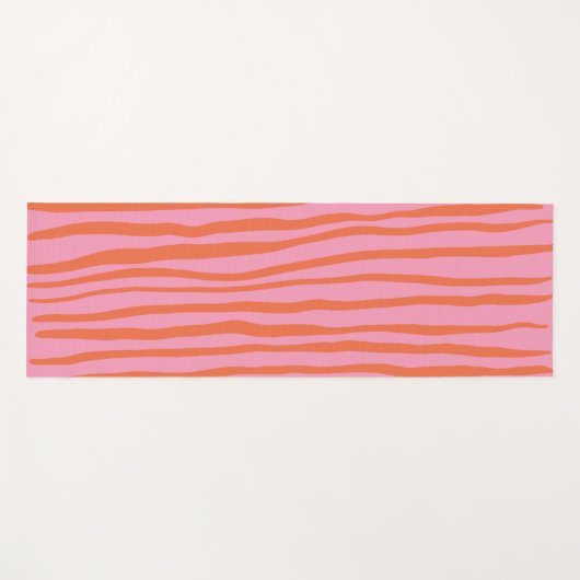 Verticale retrogolvende lijnen - pastel oranje en  yogamat (Voorkant (horizontaal))