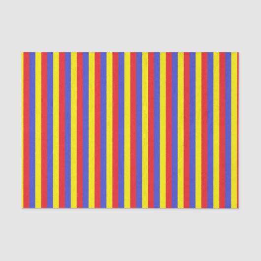 Verticale rode, blauwe en gele strepen tissuepapier (Voorkant)