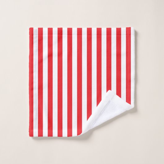 Verticale rode en witte strepen bad handdoek (Wasdoekje)