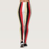 Verticale rode, witte, beige en zwarte strepen leggings (Achterkant)