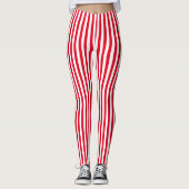 Verticale rode witte kandycanband Stripe Leggings (Voorkant)