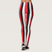 Verticale rode, zwarte en witte strepen leggings (Achterkant)