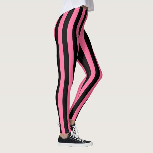 Verticale roze en zwarte strepen leggings (Rechts)