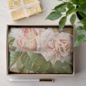 Verticale  roze gele rozen Botanische vogels Tissuepapier (Geschenk)