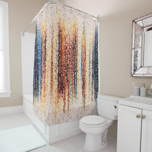 Verticale strepen, abstract, kleurrijk, modern douchegordijn (In situ)