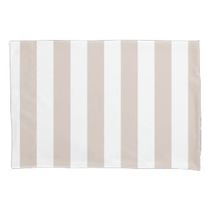 Verticale strepen beige en wit gestreept kussensloop