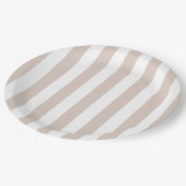 Verticale strepen beige en wit gestreept papieren bordje (Gekanteld)