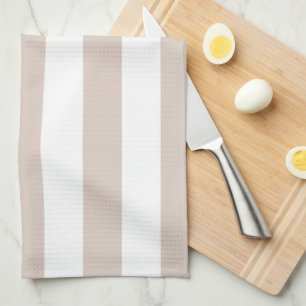 Verticale strepen beige en wit gestreept theedoek