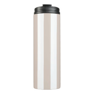 Verticale strepen beige en wit gestreept thermosbeker