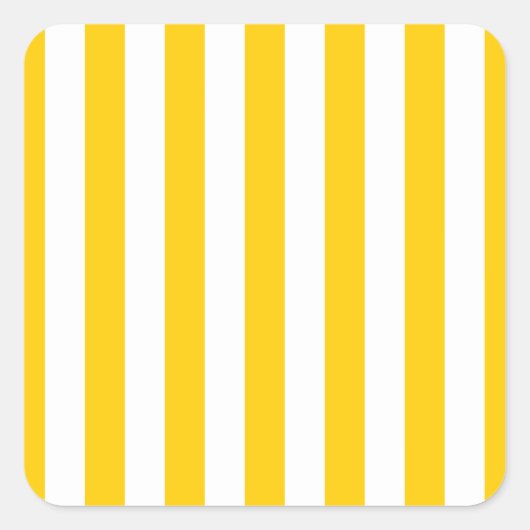Verticale strepen geel en wit gestreept vierkante sticker (Voorkant)