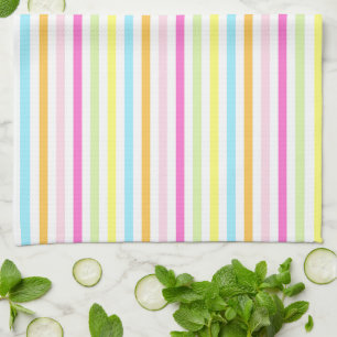 Verticale strepen in meerkleurige pastelkleuren theedoek