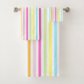 Verticale strepen in veelkleurige pastelkleuren bad handdoek (Insitu)