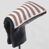 Verticale Strepen Mocha Mousse Wit Golfheadcover (3/4 voorkant)