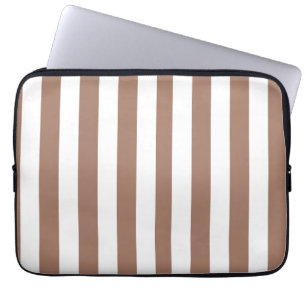 Verticale Strepen Mocha Mousse Wit Laptop Sleeve
