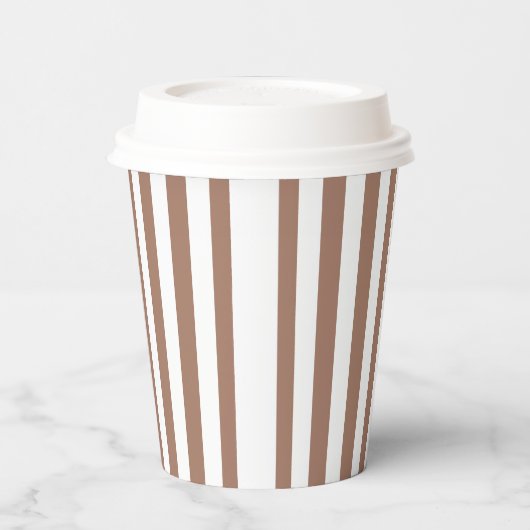  Verticale Strepen Mocha Mousse Wit Papieren Bekers (Links)