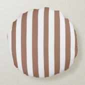  Verticale Strepen Mocha Mousse Wit Rond Kussen (Achterkant)