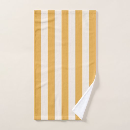 Verticale strepen Mosterdgeel en wit gestreept Bad Handdoek (Handdoek)
