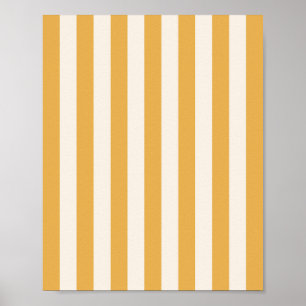 Verticale strepen Mosterdgeel en wit gestreept Poster