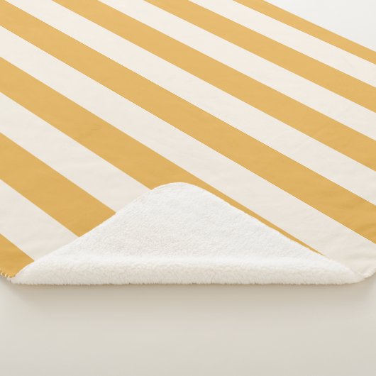 Verticale strepen Mosterdgeel en wit gestreept Sherpa Deken (3/4)