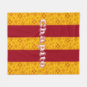 Verticale Strepen Zia Zon Rood Geel New Mexico Fleece Deken (Voorkant (Horizontaal))