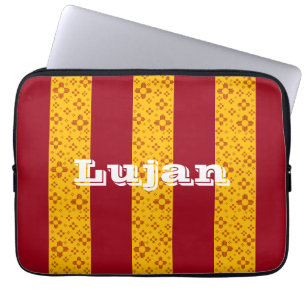 Verticale Strepen Zia Zon Rood Geel New Mexico Laptop Sleeve