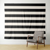 Verticale strepen zwart en crème wit gestreept wandkleed (In Situ (horizontaal))