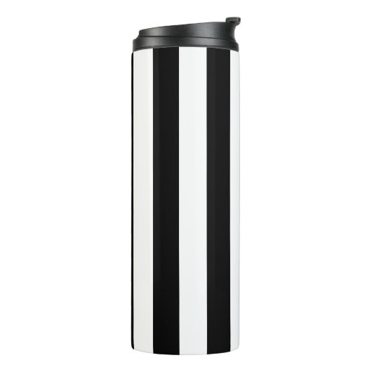 Verticale strepen zwart en wit gestreept thermosbeker (Gedraaid links)