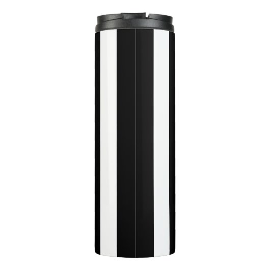 Verticale strepen zwart en wit gestreept thermosbeker (Achterkant)