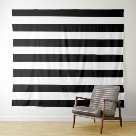 Verticale strepen zwart en wit gestreept wandkleed (In Situ (horizontaal))