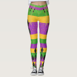 Verticale Stripe Diamond Harlequin Mardi Gras Kleu Leggings
