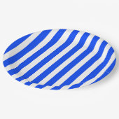 Verticale Stripe Sailor Blauw & Wit Patroon Papieren Bordje (Gekanteld)