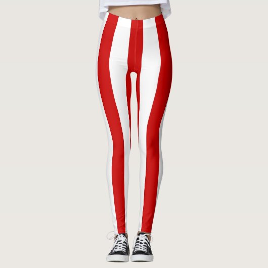 Verticale Striped Designer ~ Red ~ White ~ Blue ~ Leggings (Voorkant)