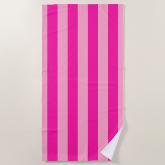 Verticale Stripes Hot Pink Strandlaken (Voorkant)