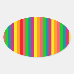 Verticale strips voor meerkleurige regenboog ovale sticker