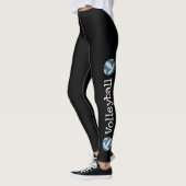 Verticale tekst Blauwe volleybal Zwarte leggings (Links)
