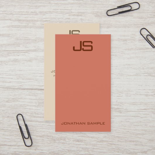 Verticale Visitekaartjes Modern legant monogram (Voorkant / Achterkant in situ)