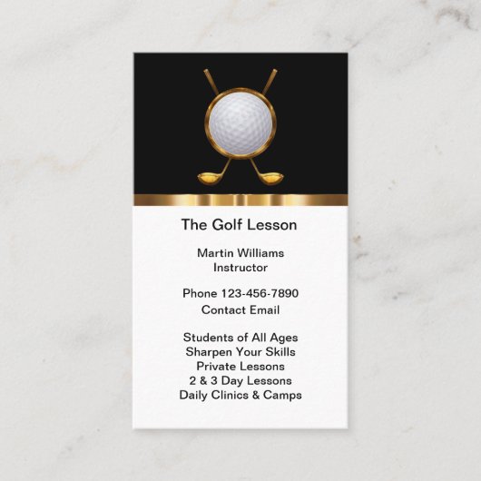 Verticale Visitekaartjes voor Classy Golf-training (Voorkant)