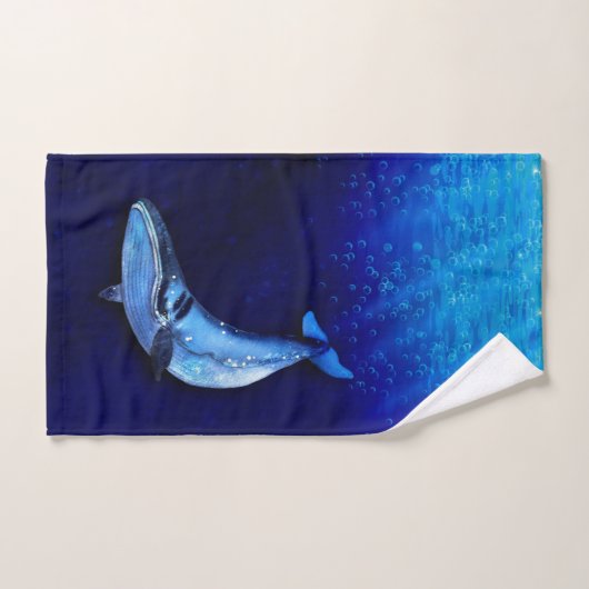 Verticale walvisbewegingsscène naar beneden in oce bad handdoek (Handdoek)