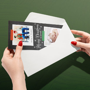 Verticale wasband en kleurenbordfotokaart feestdagenkaart