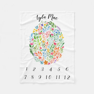 Verticale Waterverf Baby Girl Milestone Blanket Fleece Deken