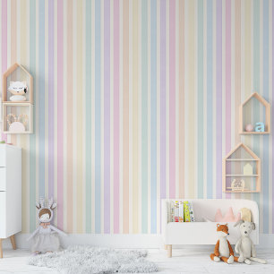 Verticale Waterverf pastel streep regenboog Behang