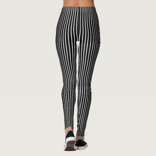 Verticale witte en dunne strepen leggings (Achterkant)