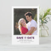 Verticale witte rand Paarse Sla de datumfoto op Save The Date (Staand voorkant)