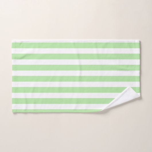 Verticale zachte groene en witte strepen bad handdoek (Handdoek)