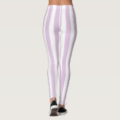 Verticale zachte Paarse en witte strepen Leggings (Achterkant)