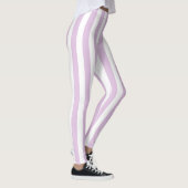 Verticale zachte Paarse en witte strepen Leggings (Rechts)